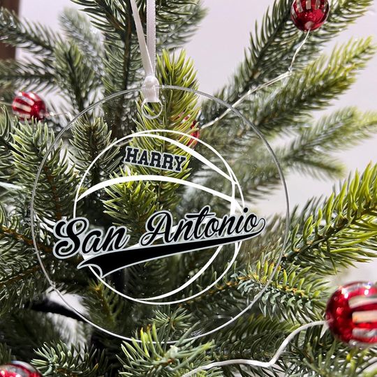 Personalized Basketball Sports Team Acrylic Christmas Tree Ornament 3.5" Holiday Holiday Gift San Antonio