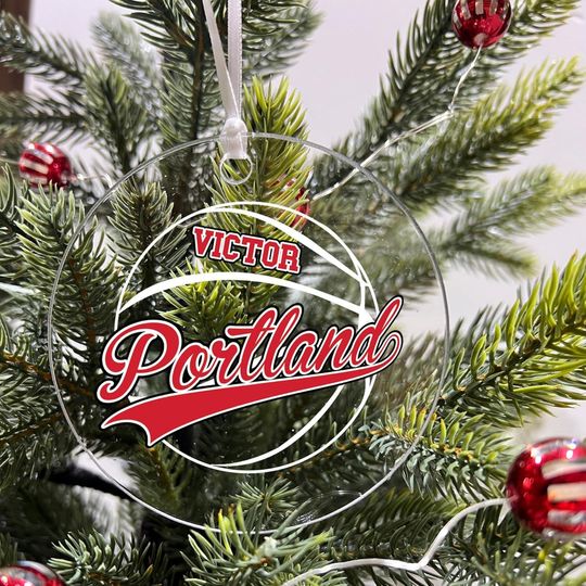 Discover Personalized Basketball Sports Team Acrylic Christmas Ornament - Portland - 3.5" Holiday Tree Decoration