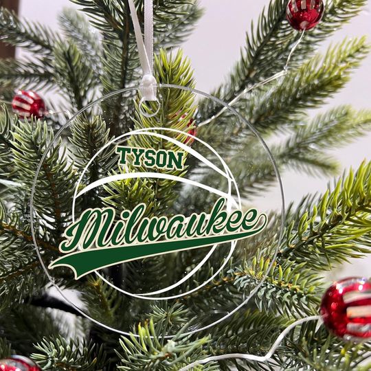 Personalized Basketball Sports Team Acrylic Ornament - Milwaukee Christmas Tree Decor