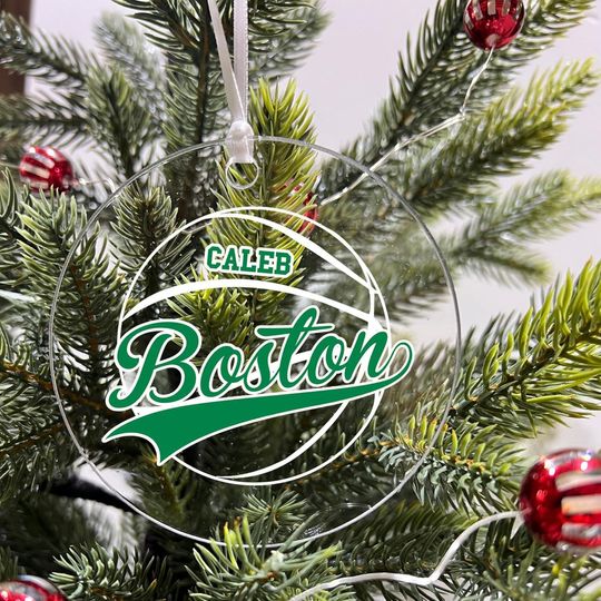 Discover Personalized Basketball Sports Team Acrylic Ornament - Boston Christmas Tree Hanging Decoration
