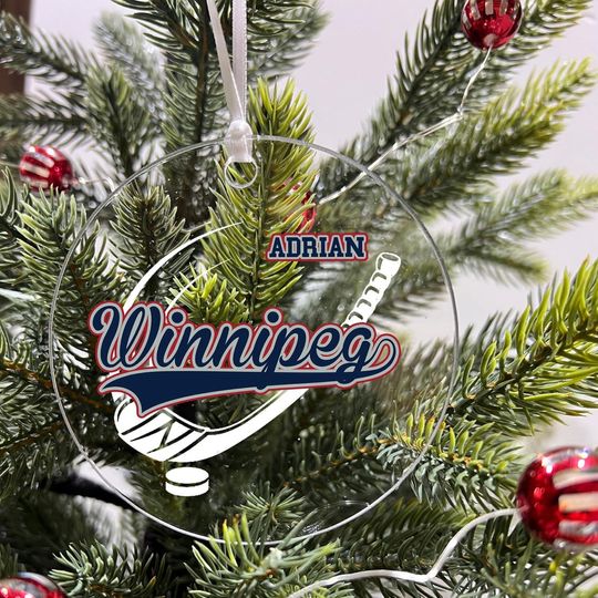 Discover Personalized Hockey Team Acrylic Ornament - Christmas Keepsake 3.5" Holiday Tree Decoration