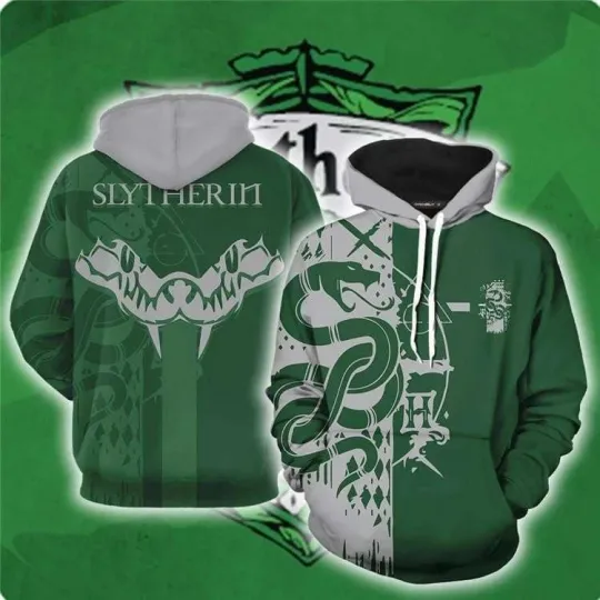 Discover Harry Potter Slytherin House Hogwarts 3D Unisex Hoodie