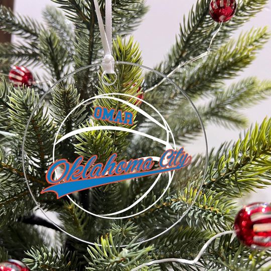 Discover Personalized Basketball Sports Team Acrylic Ornament Christmas Keepsake 3.5" Hanging Holiday Decor - Oklahoma City