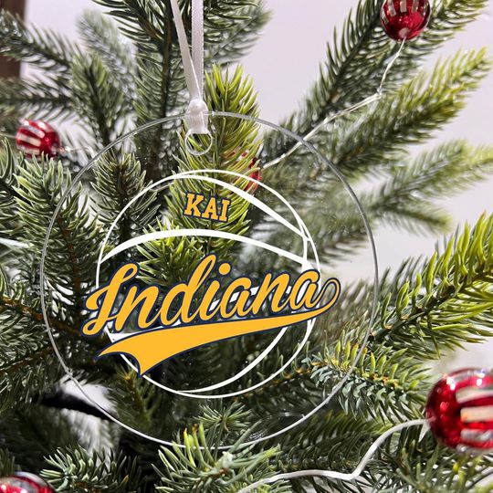 Discover Personalized Basketball Sports Team Christmas Tree Ornament 3.5" Acrylic Holiday Keepsake Indiana
