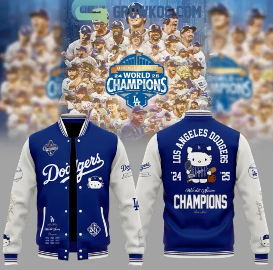 Dodgers X Hello Kitty 2025 World Series Champions Back 2 Back Baseball Jacket