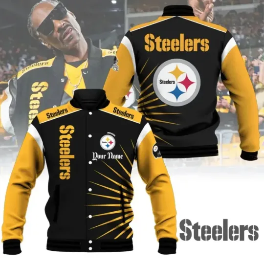 Discover Custom Name Pittsburgh city Steeler x Snoop Doggs Baseball Jacket