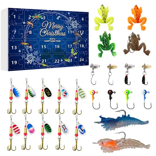 Discover Christmas Countdown Fishing Hook Advent Calendar, 24 Day of Festive 3D Blind Box