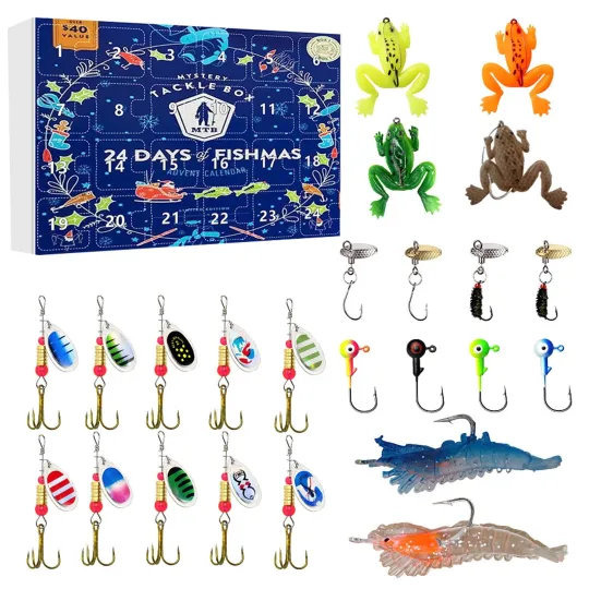 Discover Christmas Countdown Fishing Hook Advent Calendar 24 Day of Festive 3D Blind Box
