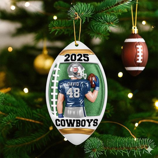 Discover Personalized American Football Player Christmas Ornament