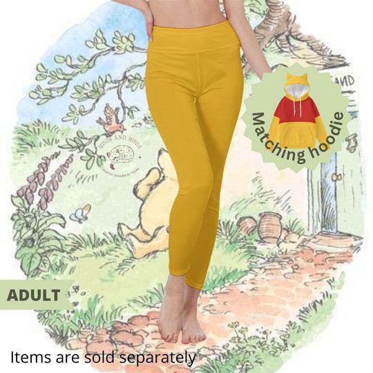 Winnie-the-Pooh Leggings, Adult Halloween Costume, High Waist