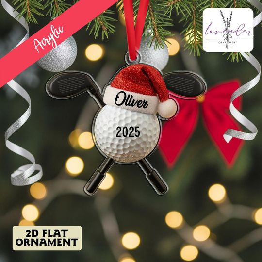 Discover Personalized Golf Acrylic Ornaments, Custom Name Golf Ball Ornament For Golfers, Unique Holiday Gifts For Golf Lovers,Sports Christmas Trees