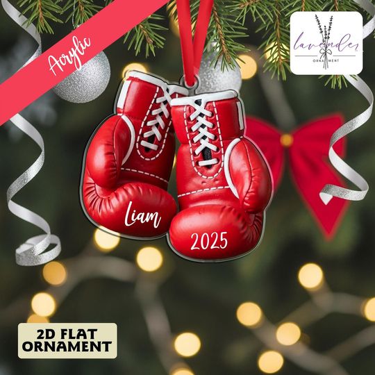 Discover Customized Name Boxing Acrylic Ornaments, Boxing Lovers Gift For Christmas Acrylic Ornaments, Boxing Gift Ideas, Christmas Boxing Ornament
