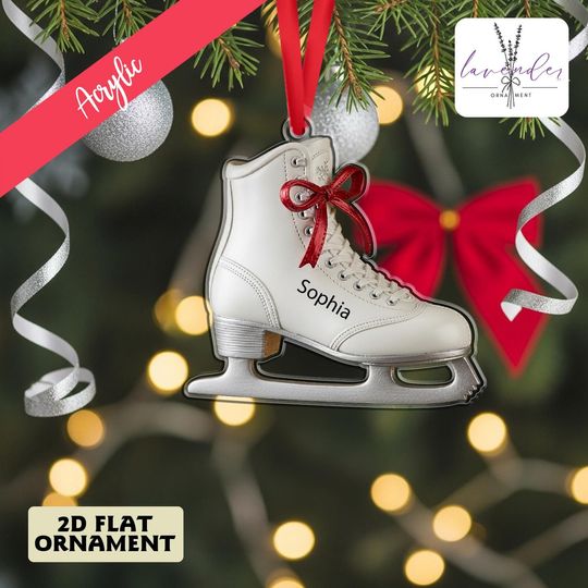 Discover Customized Name Ice Skate Ornaments, Ice Hockey Skates Christmas Acrylic Ornaments, Name Xmas Tree Decoration,Gift For Sport Lovers Ornament