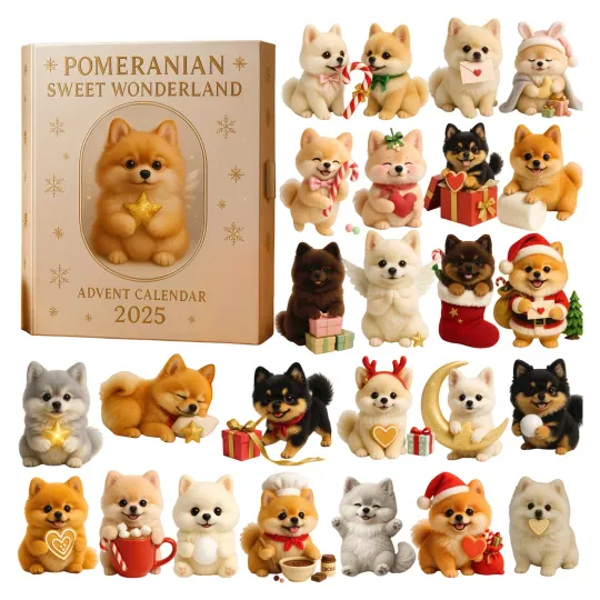 Discover Samoyed Countdown Pomeranian Sweet Wonderland Advent Calendar 24Day 2D Blind Box