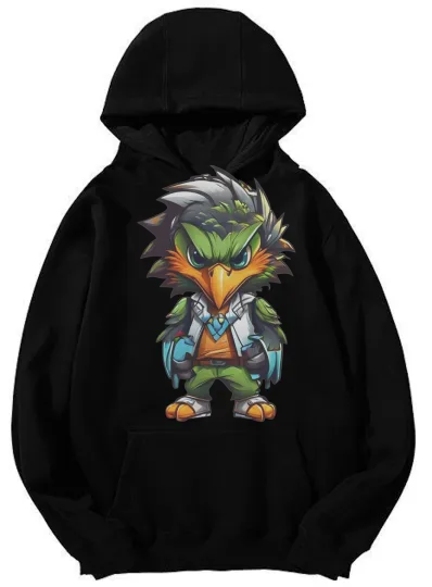 Discover Unisex Edgy Bird Streetwear Graphic Hoodie