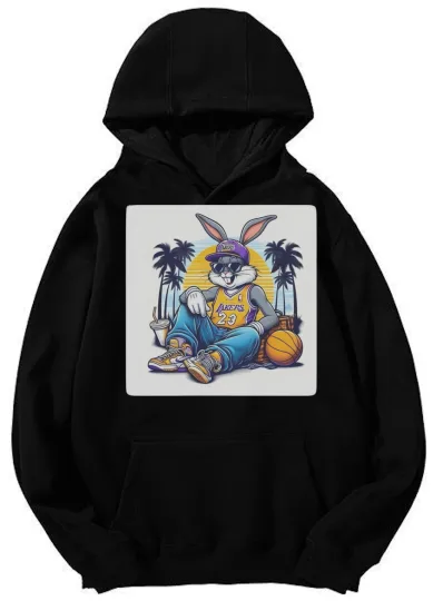 Bugs Bunny Lakers Casual Graphic Hoodie