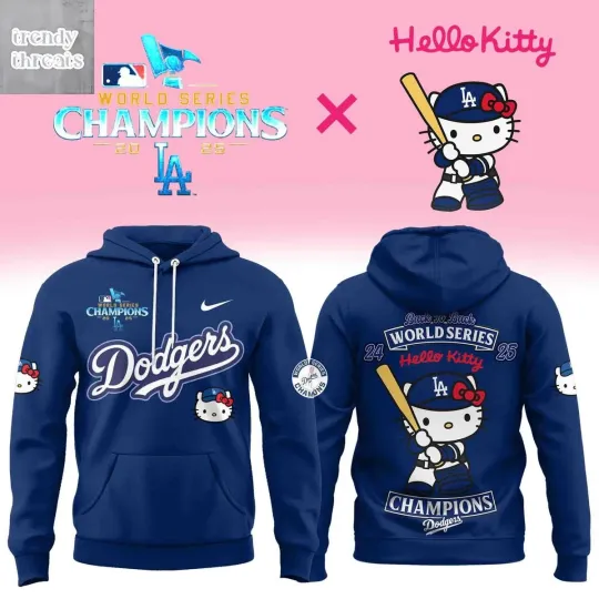 Discover LA Dodgger x Hello Kitty Back 2 Back World Series Champions 3D Hoodie