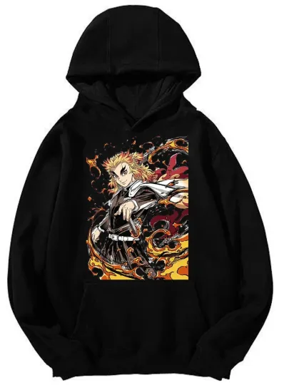 Discover Kyo Rengokoo Kyojuro demon Hoodie - Flame Hashira Fiery Design Unisex Pullover