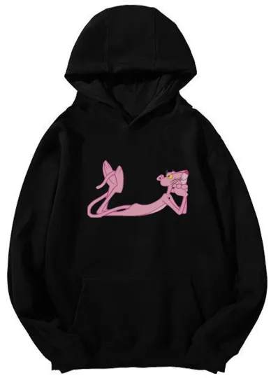 NeoDrip Unisex Hoodie – Retro Pink Panther Cartoon Graphic Pullover