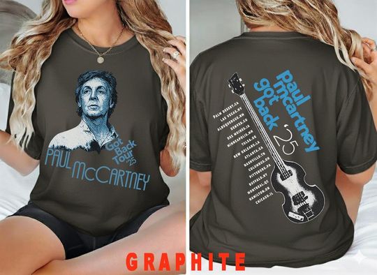 Discover P mccartney Got Back Tour 25 Denim T-Shirt  Blue Jean Unisex Concert Tee