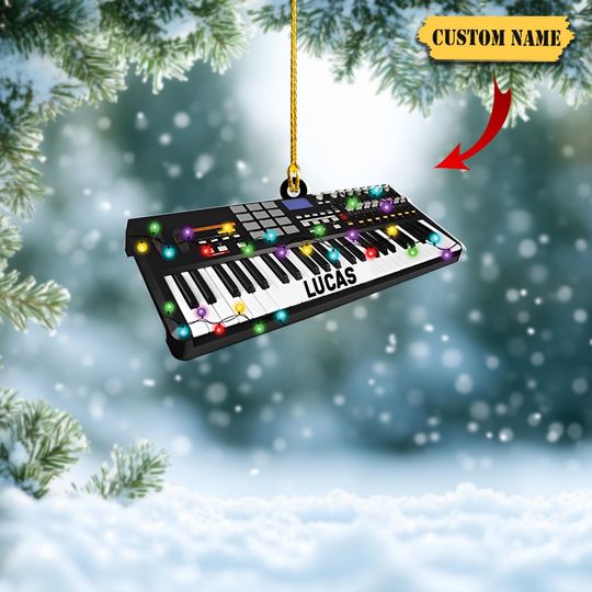 Discover Personalized 2D Acrylic Keyboard Ornament, Piano Christmas Tree Decor, Music Lover Holiday Gift for Son