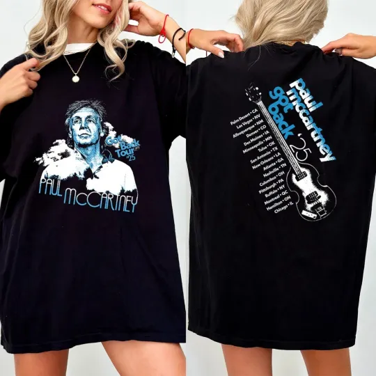 P McCartney Got Back Tour 2025 Double Sided T-Shirt