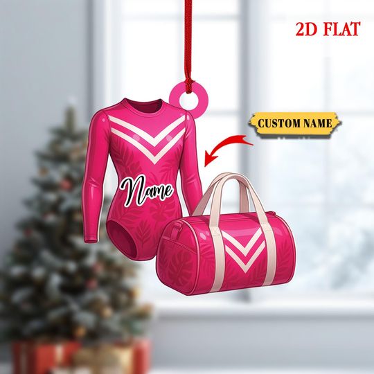 Discover Personalized Gymnastics Ornament for Girls with Leotard and Duffle Bag, Christmas Tree Gift