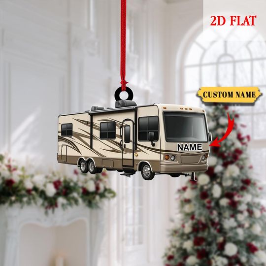 Discover Personalized RV Camper Ornament, Custom Motorhome Christmas Tree Decoration, Road Trip Holiday Camping Ornament