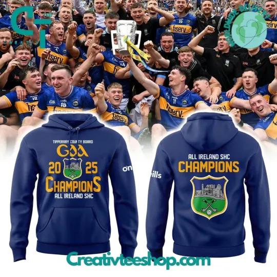 Discover Tipperary GAA All Ireland SHC Champions 2025 3D Hoodie – Blue