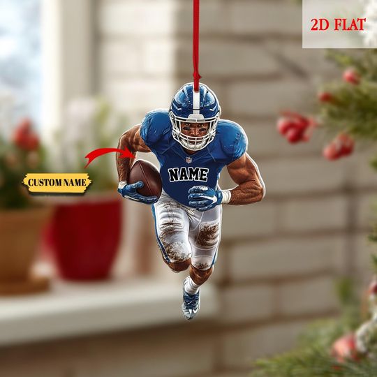 Discover Personalized Football Player Christmas 2D Acrylic Ornament, Sports Gift, Kids Christmas Decor
