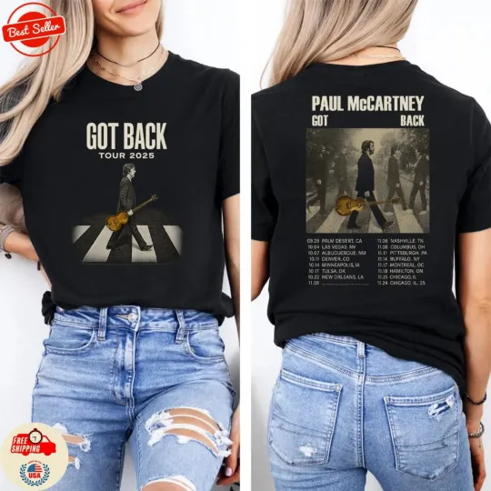 P mccartney Got Back Tour 2025 T-Shirt, Beatles Logo