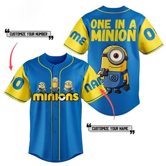 Discover Custom Minions Baseball Jersey  One in a Minions Gift for Fans, Custom Baseball Jersey, Gift For Friend, Christmas Gift