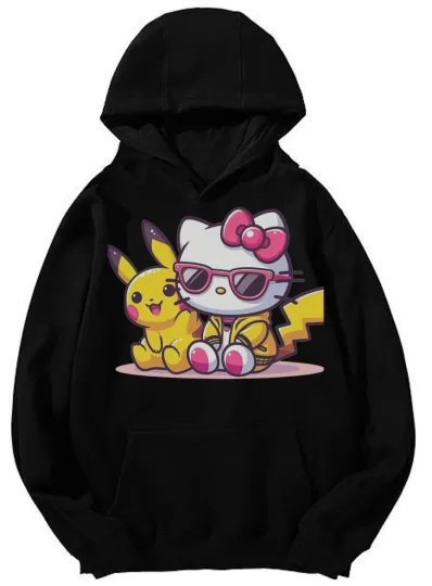 Unisex Hello Kitty & Pika Crossover Graphic Hoodie