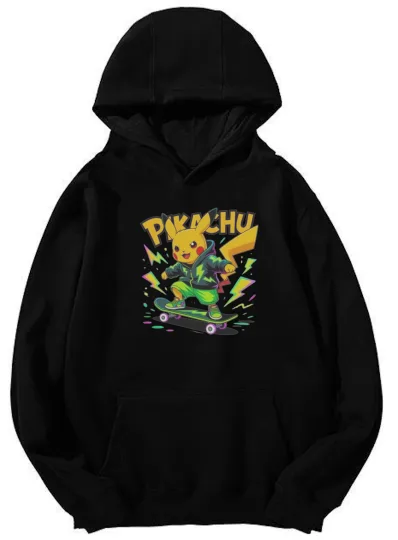 Discover Unisex Pika Skateboarding Graphic Hoodie – Poket mons Streetwear