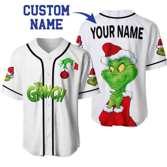 Personalized Grin Christmas Baseball Jersey, Custom Baseball Jersey, Gift For Friend, Christmas Gift