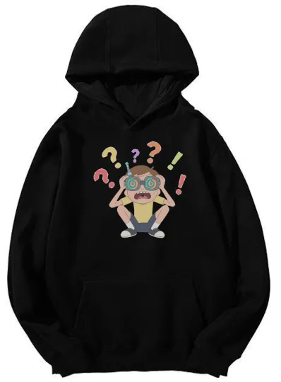 Discover Unisex Cartoon Confused Character Graphic Hoodie Pullover | Casual Streetwear