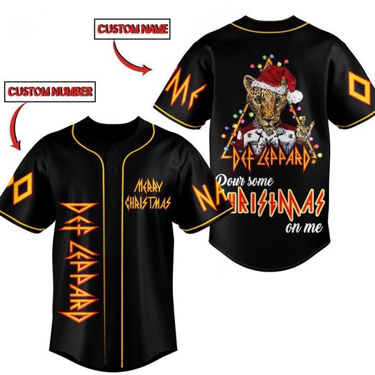Def Leppard Pour Some Christmas Personalized Baseball Jersey, Gift For Friend, Christmas Gift