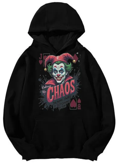Discover Unisex Joker "Embrace the Chaos" Graphic Hoodie – DC Streetwear