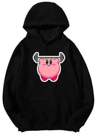 Kirby Weightlifting Hoodie - Cute Game Character Design Unisex Hoodie