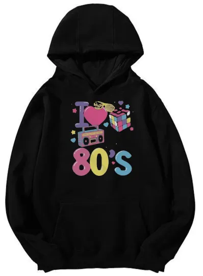 Discover I Love 80’s Graphic Hoodie Unisex Pullover Sweatshirt Retro Style