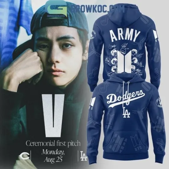 L.A Dodgger x B.T.S V Tae Hyung  Army 3D Hoodie, Gift For Fans
