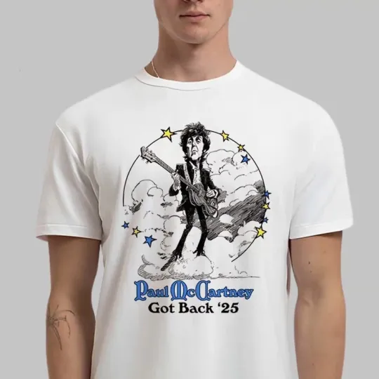 P mccartney Got Back Tour 2025 Merch Illustration Funny T-Shirt Gift for Fans