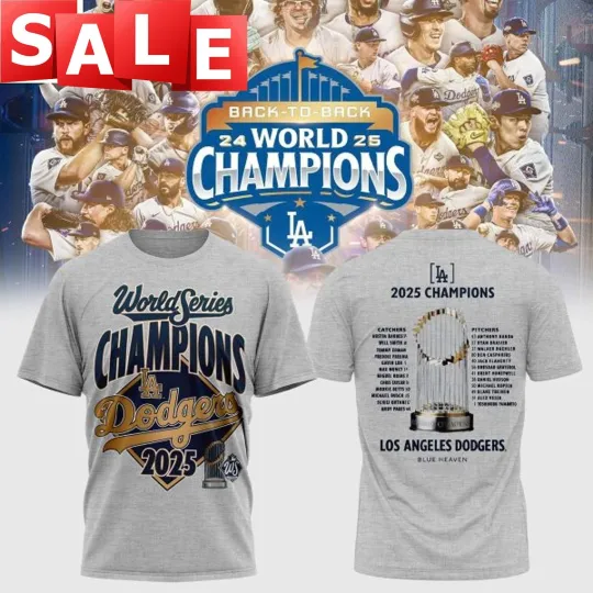 Los Angeles Dodgers 2025 World Series Champions 2 Sided Shirt Reprint