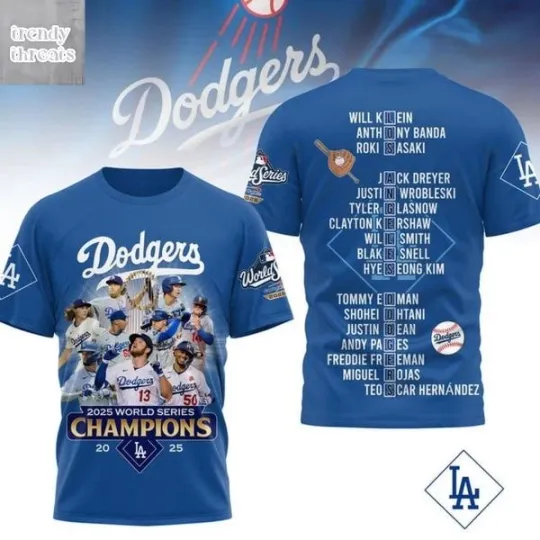 LA Dodgers 2025 World Series Champions 3D Shirt