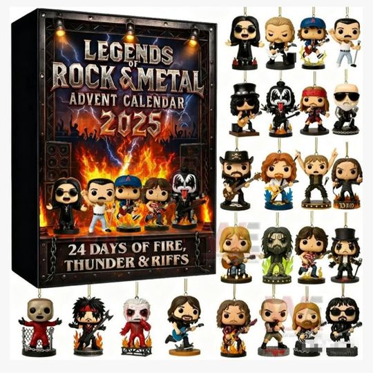 Discover Rock and Metal Advent Calendar Gift Blind Box 2D Flat Acrylic Iconic Music Character Collection Countdown Calendar Fans' Gifts