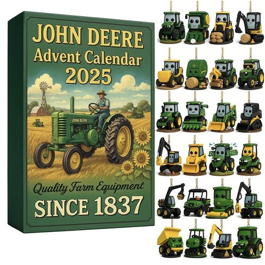 Discover Airplane Tractor 2D Pendant Advent Calendar Christmas Gift 24 Day Countdown Retro Engine Acrylic Hanging Decoration Blind Box