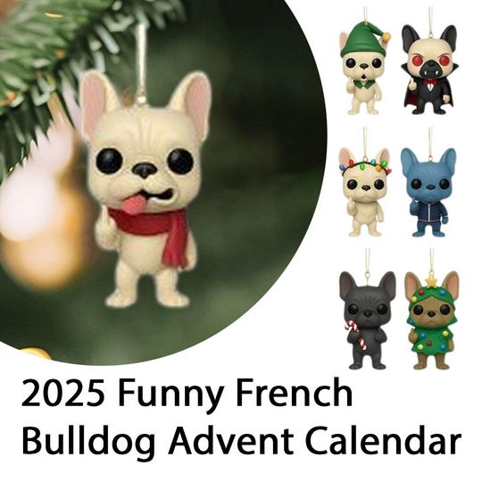 Discover Funny Middle Finger French Bulldog Blind Box Advent Calendar 2025 24 Days Of Festive Countdown Christmas Tree 2D Acrylic Pendant