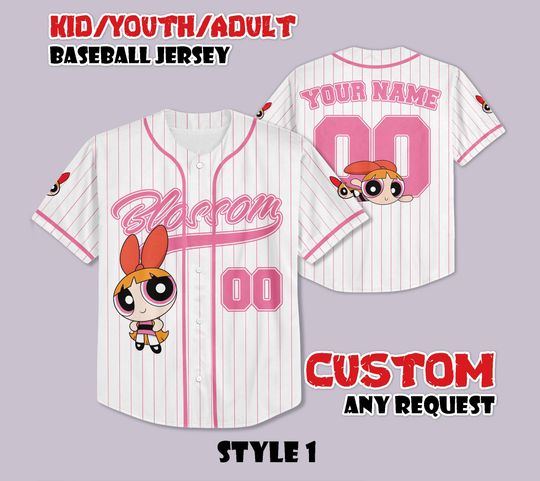 Discover Custom Blossom Baseball Jersey, The Powerpuff Girls Blossom Baseball Jersey, Personalized Blossom Jersey, Gift for Blossom Fans