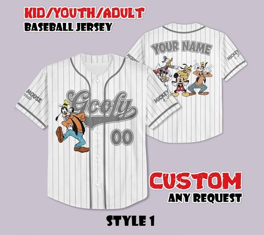 Discover Custom Goofy Dog Baseball Jersey, Mickey and Friends Baseball Team Outfit, Personalized Disney Goofy Dog Jersey, Gift for Disney Fans