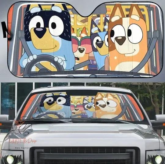 Discover BlueyDad Movie Cartoon Car Sunshade, Windshield Cover SunShade